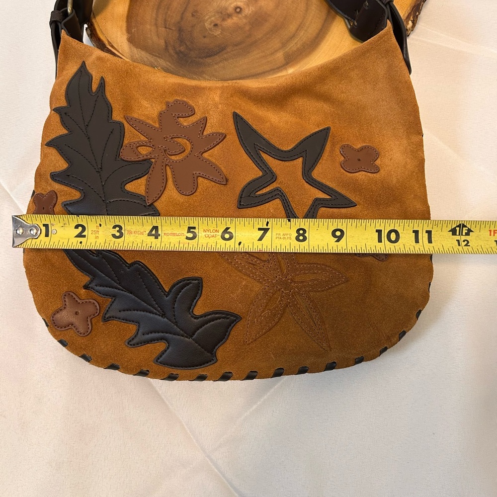 Bisou Bisou Michele Bohbot Colors of Fall genuine tan‎ suede small hobo bag Y2K - Picture 7 of 16